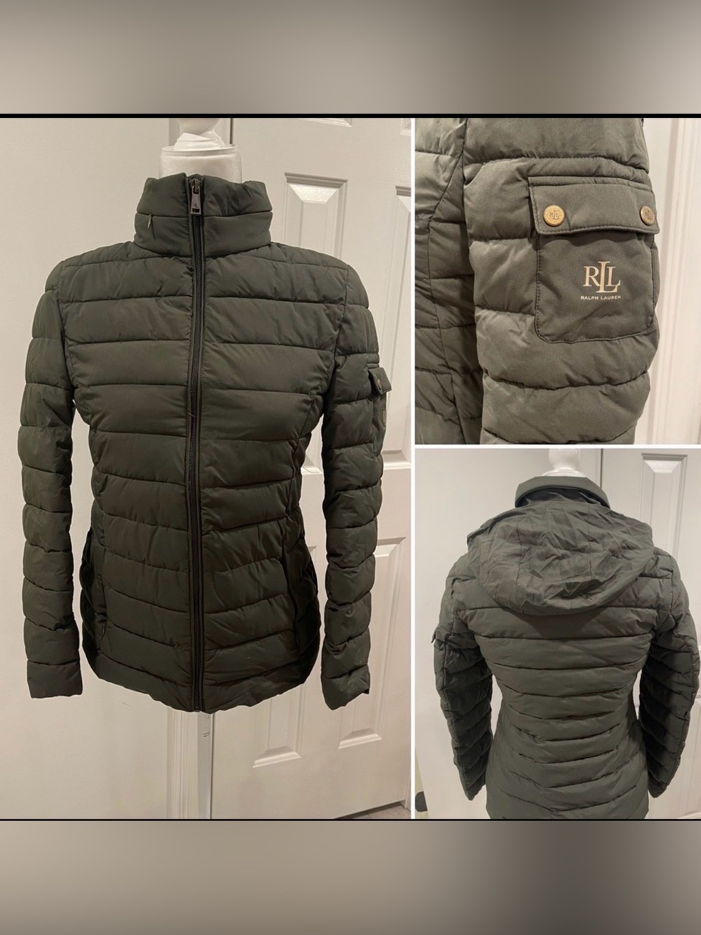 Women's Lauren Ralph Lauren  loden-green Puffer Coat sz XS hooded